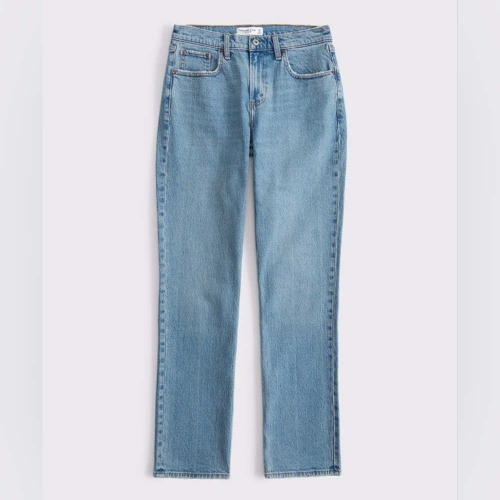 Abercrombie & Fitch Curve Love Mid Rise 90's Straight Jeans, 26Reg